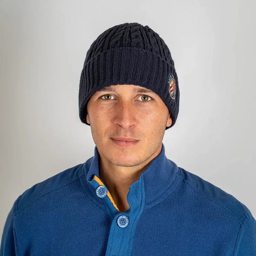Bonnet torsadé bleu marine doublé polaire BACK to LEGEND