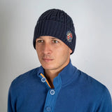Bonnet torsadé bleu marine doublé polaire BACK to LEGEND