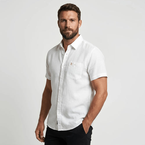 Chemise homme blanche 100% lin BACK to LEGEND