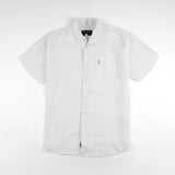 Chemise homme blanche 100% lin BACK to LEGEND (Vêtement à plat de face)