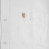 Chemise homme blanche 100% lin BACK to LEGEND (Zoom poche poitrine)