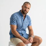Chemise bleue à motif floral pour homme BACK to LEGEND