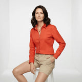 Chemise femme orange à manches longues en lin et coton Blacks Legend