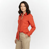 Chemise femme orange à manches longues en lin et coton Blacks Legend