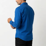 Chemise bleue à manches longues homme en lin BACK to LEGEND (vue de dos)