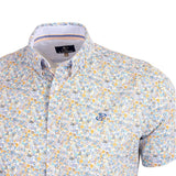 Chemise bleu turquoise imprimé fleuri Blacks Legend (Zoom poitrine et col)
