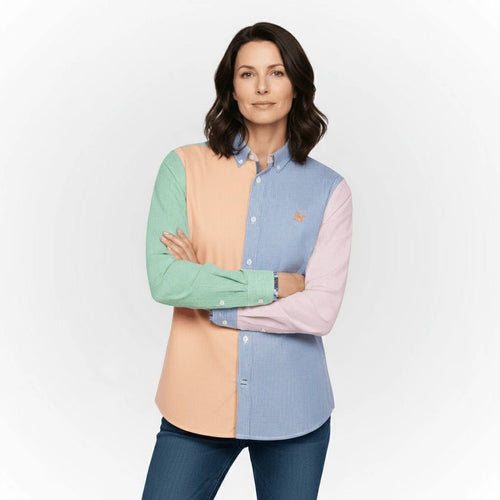 Chemise femme à manches longues rayée multicolore BACK TO LEGEND