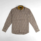 Chemise homme blanche à motif floral en voile de coton BACK TO LEGEND (vêtement à plat de face)