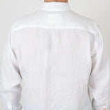 Chemise Homme à manches longues blanche en lin BACK to LEGEND (zoom dos)