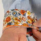 Chemise à manches longues homme bleu clair en lin BACK TO LEGEND (revers de manche)