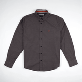 Chemise BACK TO LEGEND à manches longues bleu marine à motif géométrique terracotta (vêtement à plat de face)