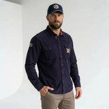 Chemise BACK TO LEGEND à manches longues bleu marine en velours