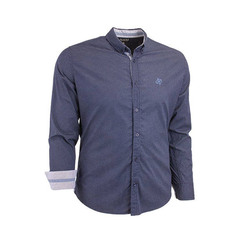 Chemise à manches longues bleu marine imprimé géométrique Black Legend
