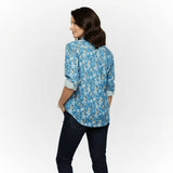 Chemise à manches longues femme à motif floral bleu BACK TO LEGEND (vue de dos)