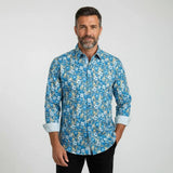 Chemise légère manches longues à motif floral bleu BACK TO LEGEND