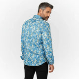 Chemise légère manches longues à motif floral bleu BACK TO LEGEND (vue de dos)