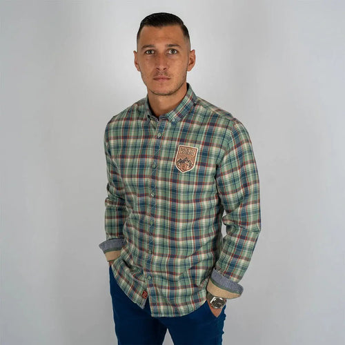Chemise manches longues à carreaux verts et bleus BACK to LEGEND