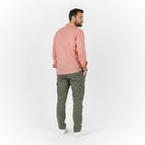 Chemise à manches longues homme corail clair en lin BACK TO LEGEND (vue de dos)