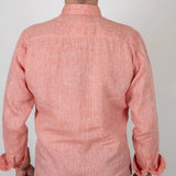 Chemise à manches longues homme corail clair en lin BACK TO LEGEND (zoom dos)