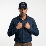 Chemise BACK TO LEGEND à manches longues en jean bleu denim foncé