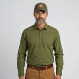 Chemise à manches longues BACK TO LEGEND kaki et micro-motif pour homme