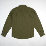 Chemise à manches longues BACK TO LEGEND kaki et micro-motif pour homme (vêtement à plat de dos)