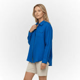Chemise manches longues femme en lin bleue BACK to LEGEND