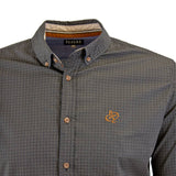 Chemise noire imprimé géométrique manches longues Blacks Legend (Zoom poitrine)