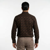 Chemise BACK TO LEGEND à manches longues noire à motif cachemire cuivre