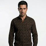 Chemise BACK TO LEGEND à manches longues noire à motif cachemire cuivre