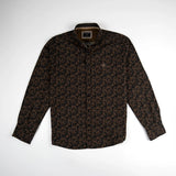 Chemise BACK TO LEGEND à manches longues noire à motif cachemire cuivre (vêtement à plat de face)
