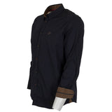 Chemise noire manches longues à pois en popline (vue de profil)