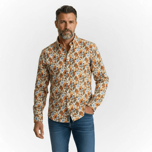Chemise manches longues légère à motif floral orange BACK TO LEGEND