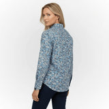 Chemise femme turquoise fleurie à manches longues Blacks Legend (vue de dos)
