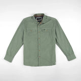 Chemise à manches longues vert écume en velours BACK TO LEGEND (vêtement à plat de face)