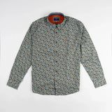 Chemise homme manches longues bleu ciel à imprimé floral BACK TO LEGEND (vêtement à plat de face)