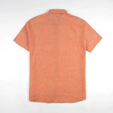 Chemise homme orange 100% lin BACK to LEGEND (vêtement à plat de dos)