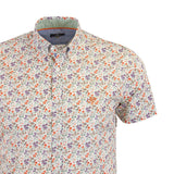 Chemise orange imprimé fleuri multicolore Blacks Legend (Zoom poitrinie et col)