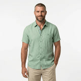 Chemise homme vert amande 100% lin BACK to LEGEND