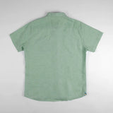 Chemise homme vert amande 100% lin BACK to LEGEND (vêtement à plat de dos)