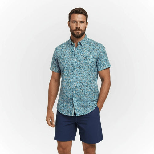 Chemisette fleurie turquoise pour Homme Blacks Legend