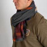 Écharpe pour homme en laine rayée acajou et gris - BACK to LEGEND