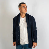 Gilet boutonné bleu marine pour homme en coton & cachemire BACK to LEGEND