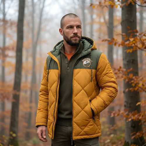 Parka réversible bicolore orange et kaki pour homme BACK to LEGEND