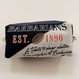 Pochette upcyclée multi nations Barbarians (face avant)