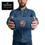 Pochette upcyclée multi usage en jean stone wash - BACK TO LEGEND