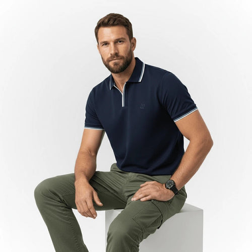 Polo anti UV bleu marine BACK TO LEGEND