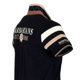 Polo noir surpiqué Barbarians BFC (vue de profil)
