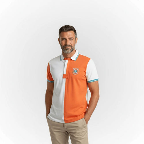 Polo bicolore homme en coton jersey peau de pêche BACK to LEGEND