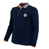 Polo manches longues bleu marine Authentic Men's Territory (vue de 3/4 face)